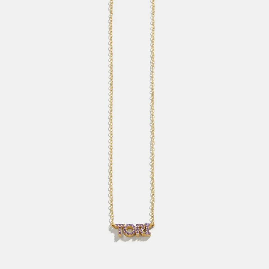 Colour Theory Birthstone Name Necklace#Birthstone_February - Amethyst