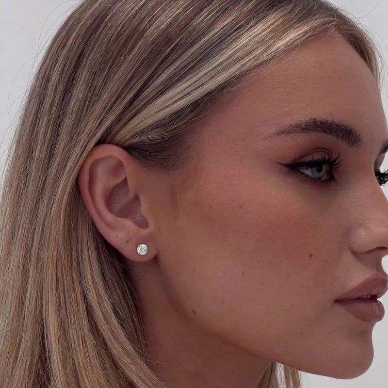 Gold Stud Earrings - Mini Tennis | Monrich