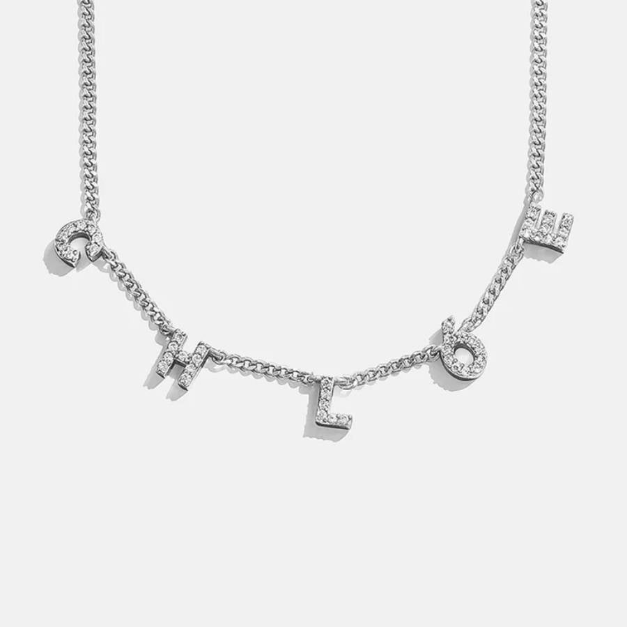 Hang Tight Pavé Initial Necklace#Color_Silver